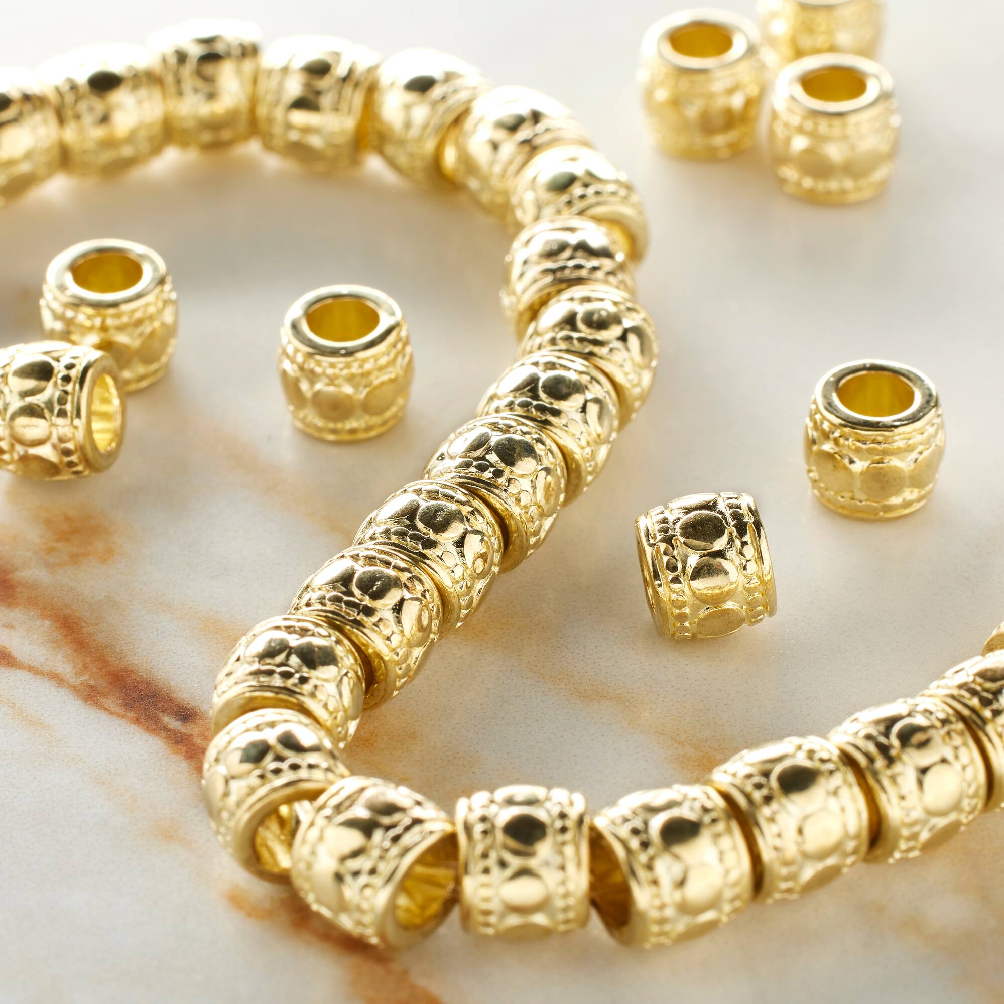Gold Small Drum Beads, 7mm by Bead Landing™
